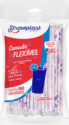 Canudo Strawplast Sachet Flex 6mm 100un