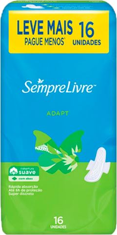 Absorvente Sempre Livre Adapt Com Abas 16un