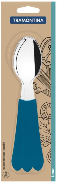 Colher Inox Tramontina Leme Cabo Azul 3pcs