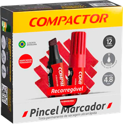 Marcador Permanente Compactor Vermelho