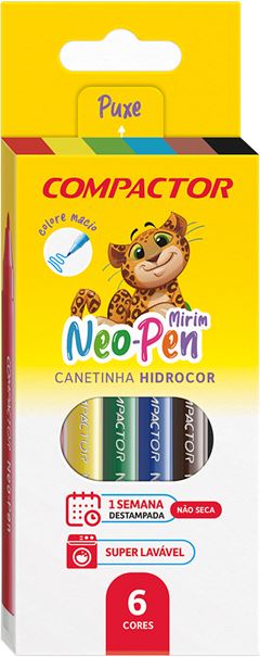 Canetinha Hidrografica Compactor Pq Neopen 6 Cores