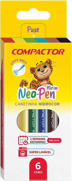 Canetinha Hidrografica Compactor Pq Neopen 6 Cores