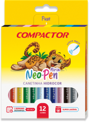 Canetinha Hidrografica Compactor Pq Neopen 12 Cores
