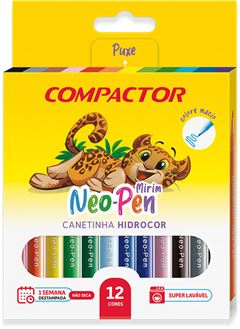 Canetinha Hidrografica Compactor Pq Neopen 12 Cores