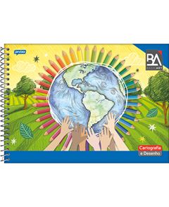 Caderno Jandaia Cartografia Basic Art Cd Esp Sem Seda 96fls