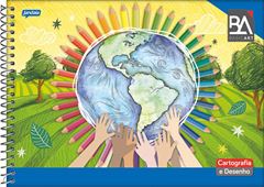 Caderno Jandaia Cartografia Basic Art Cd Esp Sem Seda 96fls