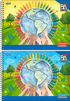 Caderno Jandaia Cartografia Basic Art Cd Esp Sem Seda 96fls
