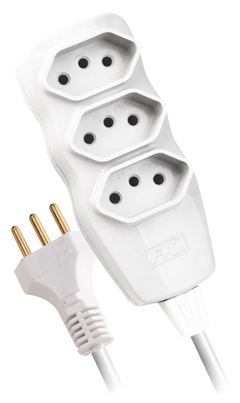 Extensao Eletrica Fc New 3 Pinos Branca 3m
