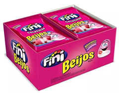 Bala Fini Gelatina Beijos De Morango 15g