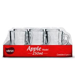 Caneca De Vidro Tuut Apple 250ml 6pcs
