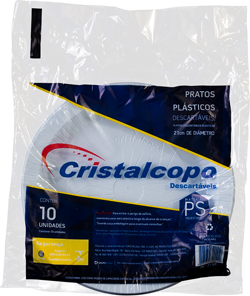 Prato Descartavel Cristalcopo Raso Branco 50x10 21cm