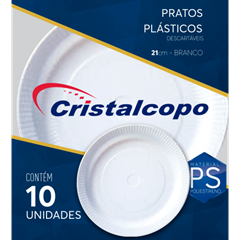 Prato Descartavel Cristalcopo Raso Branco 50x10 21cm
