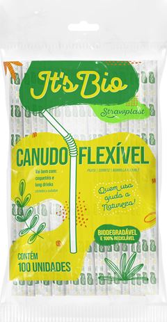 Canudo Strawplast Bio Flex 6mm 100un