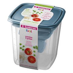 Conjunto Pote Plastico Sanremo Quadrado Grande 5pcs