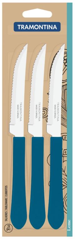 Faca Inox Tramontina Leme Cabo Azul 3pcs