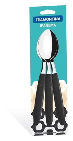 Colher Mesa Inox Tramontina Ipanema Cabo Preto 3pcs