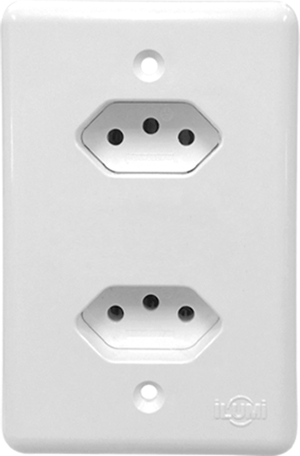 Tomada Dupla Ilumi Stylus 3 Pinos Monobloco 10a Branco