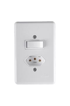 Interruptor Com Tomada Ilumi Stylus 3 Pinos 10a Branco 250v