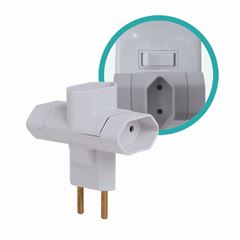 Pino Ilumi Adaptador Tipo T 3 Saidas 2 Pinos 10a Cinza 250v