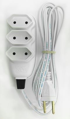 Extensao Eletrica Ilumi 250v 3 Tomadas 2 Pinos 10a 3m