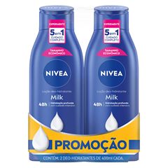 Locao Hidratante Nivea Milk Extra Seca 400ml 2un Promo