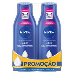 Locao Hidratante Nivea Milk Extra Seca 400ml 2un Promo