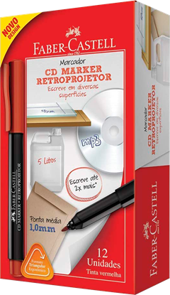 Marcador Cd/Dvd/Retro Faber Castell 1.0 Vermelho