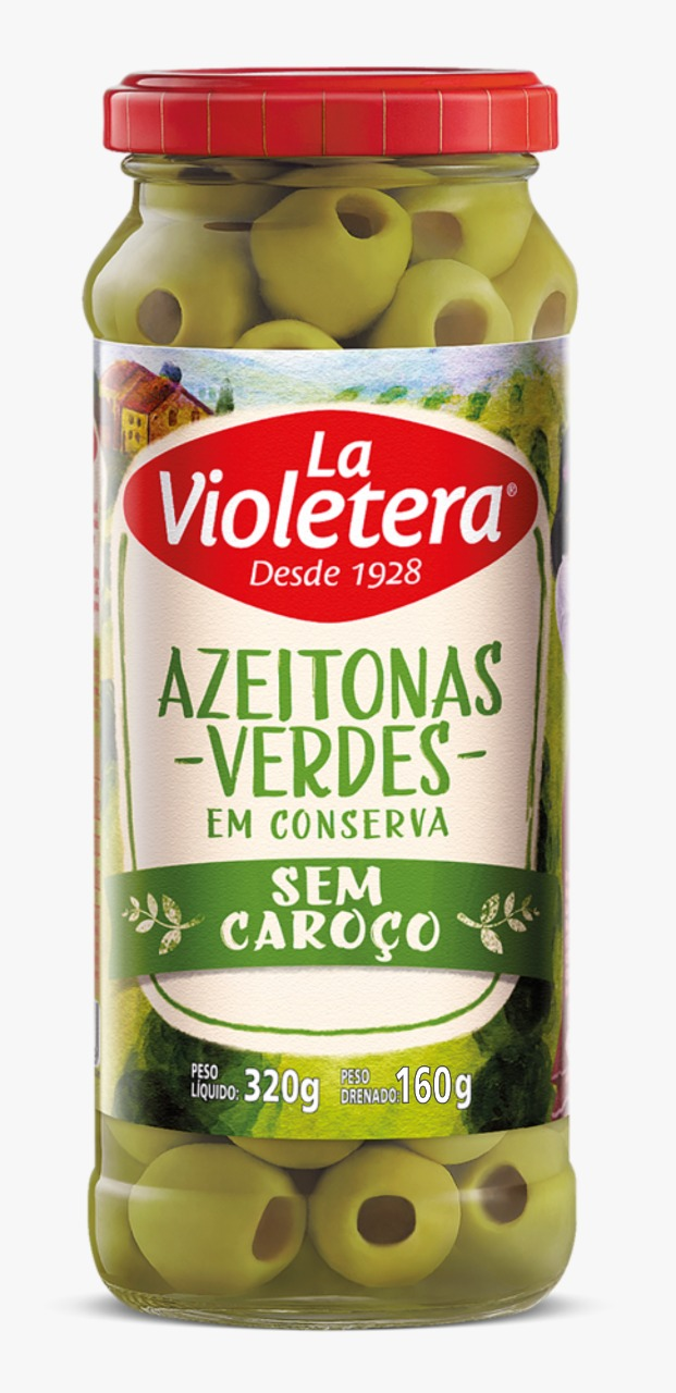 Azeitona Verde La Violetera Sem Caroco Vidro 160g