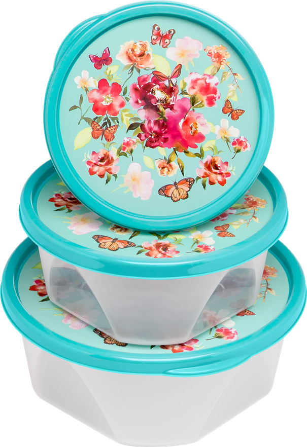 Conjunto Pote Plastico Jaguar Redondo Art 3pcs