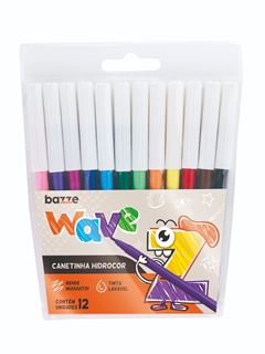 Canetinha Hidrografica Bazze Wave Ponta Fina 12 Cores
