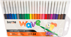 Canetinha Hidrografica Bazze Wave Ponta Fina 24 Cores