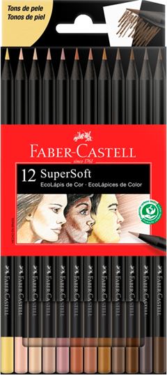 Lapis De Cor Faber Castell Soft 12 Cores + 2 Lapis Preto