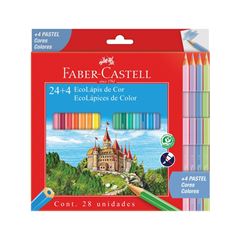 Lapis De Cor Faber Castell 24 Cores + 4 Cores Pastel