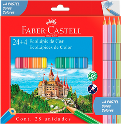 Lapis De Cor Faber Castell 24 Cores + 4 Cores Pastel