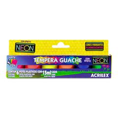Tinta Guache Acrilex Neon 6 Cores 15ml