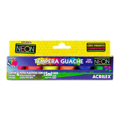Tinta Guache Acrilex Neon 6 Cores 15ml