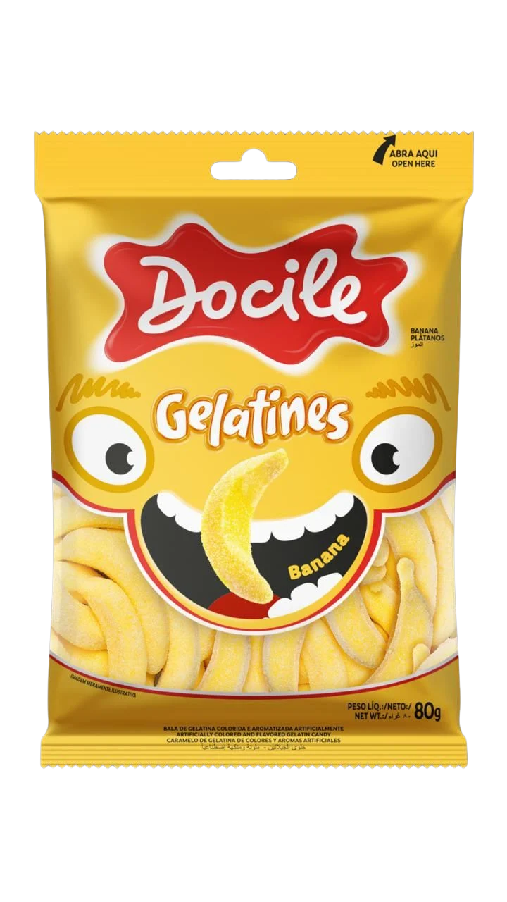 Bala Docile Gelatina Banana 80g