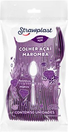 Colher Descartavel Strawplast Acai Forte Roxa 50un