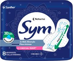 Absorvente Sym Noturno Suave Com Abas Premium 8un