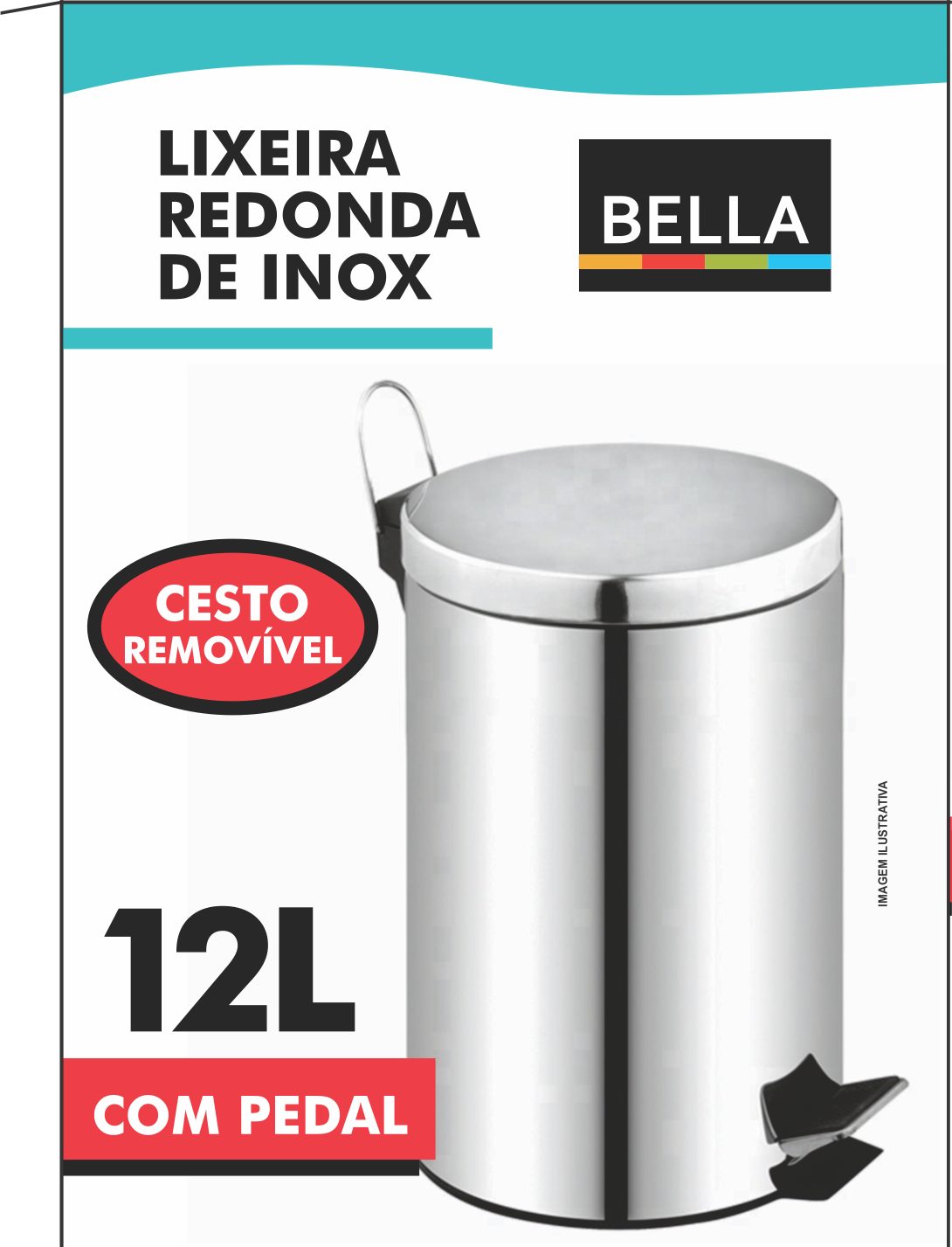 Lixeira Inox Bella Com Pedal 12l