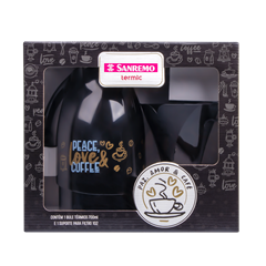 Jogo Bule Termico Sanremo + Suporte Filtro Preto 700ml
