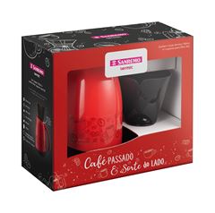 Jogo Bule Termico Sanremo + Suporte Filtro Vermelho 700ml