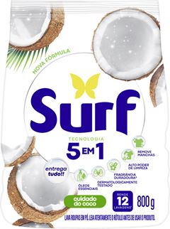 Sabao Em Po Surf Cuidado Coco Sachet 800g