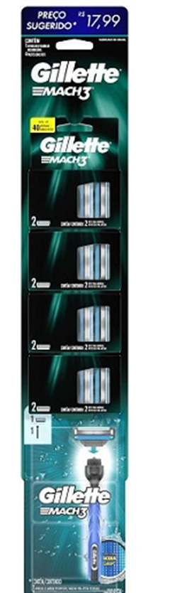 Carga Gillette Mach3 4x2 + Aparelho Mach3 Acqua Grip 5un
