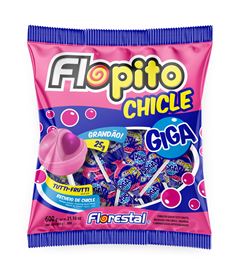 Pirulito Florestal Flopito Chicle Giga Tutti Frutti 600g
