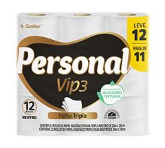 Papel Higienico Personal Vip Folha Tripla 20m Lv12 Pg11