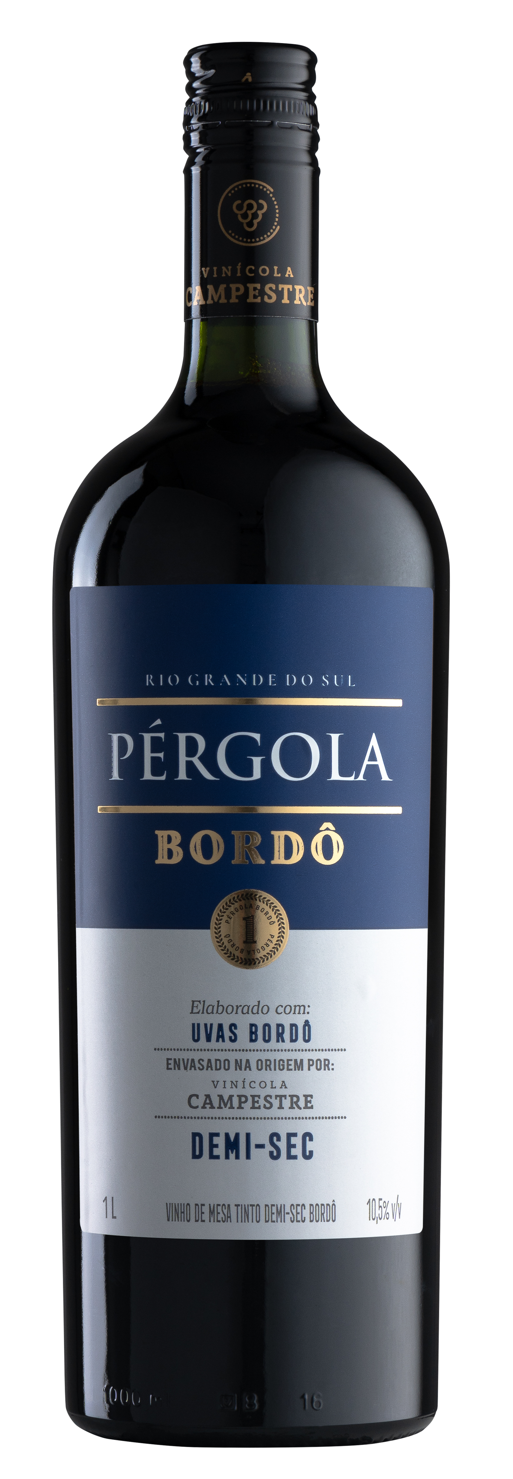 Vinho Nacional Pergola Bordo Tinto Demi Sec 1l
