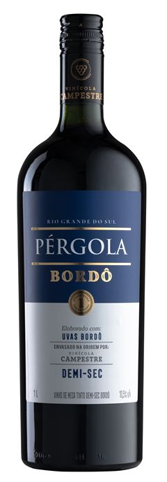 Vinho Nacional Pergola Bordo Tinto Demi Sec 1l