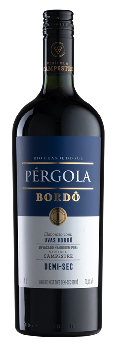 Vinho Nacional Pergola Bordo Tinto Demi Sec 1l
