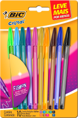 Caneta Bic Esferografica Cristal Fashion Sortida 10un